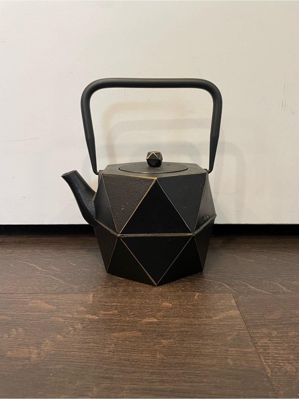 Japanese Cast Iron Teapot Black Geometric Modern With Infuser